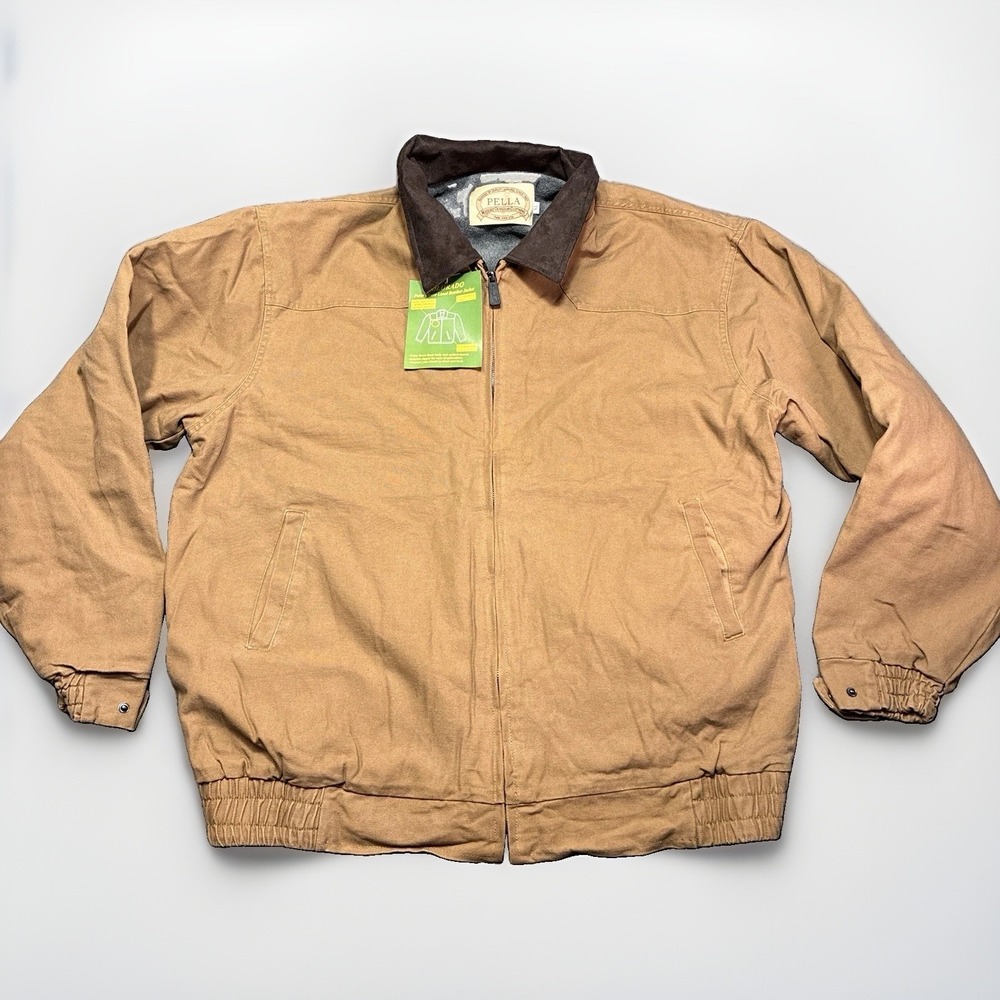 Pella Colorado Duck Canvas Jacket Fleece Lined Men XL Brown Durable Warm New